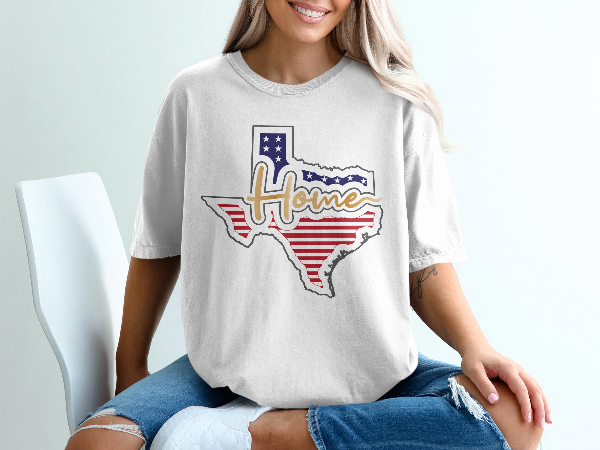 Texas Home T-Shirt, State Pride Tee, American Flag Shirt, Lone Star State Gift, USA Home Design T-Shirt, Patriotic Texas Tee