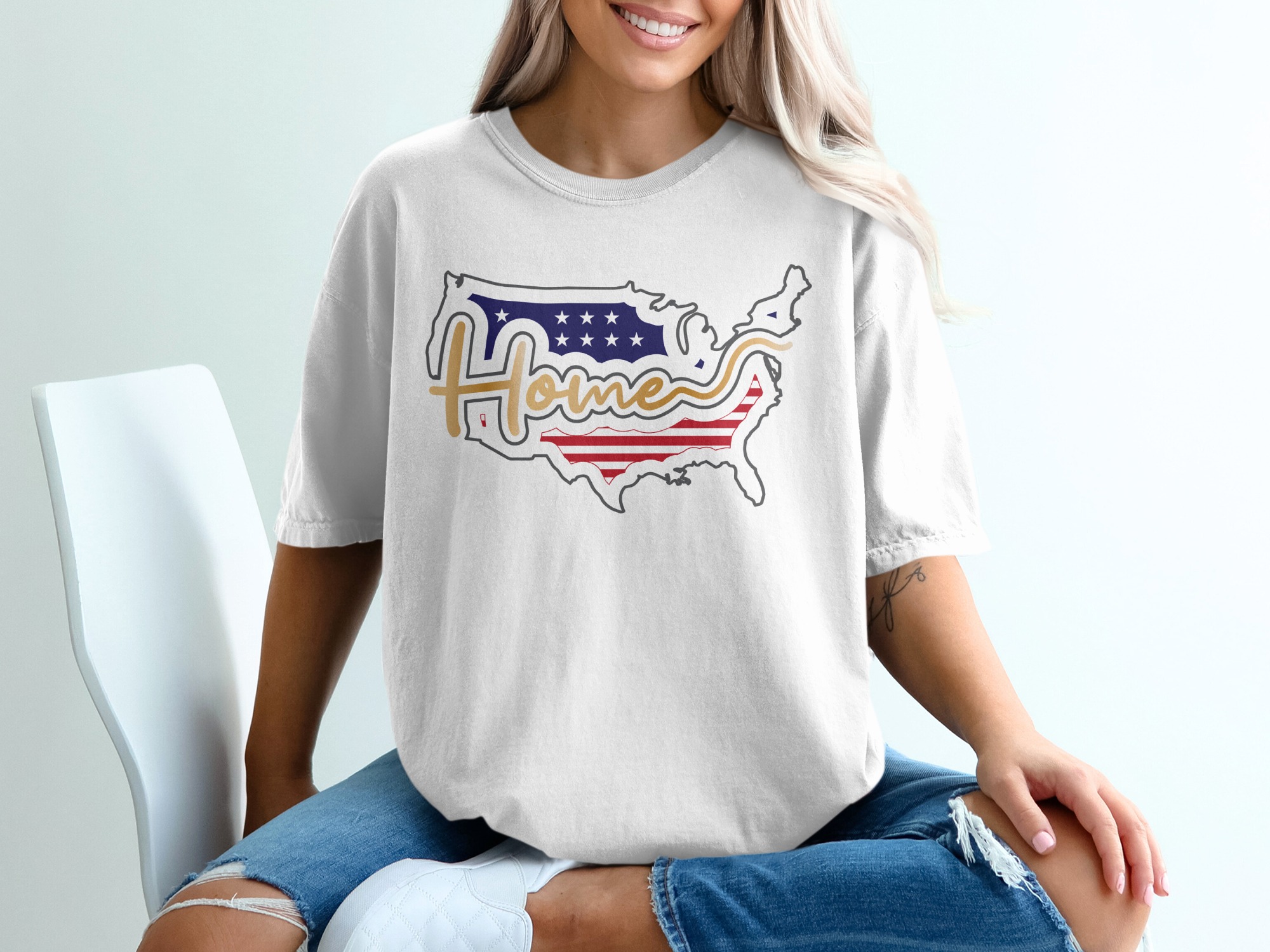 Home USA Map T-Shirt, Patriotic American Shirt, United States Pride Tee, Homeland Gift Idea, USA Flag T Shirt, American Pride Apparel