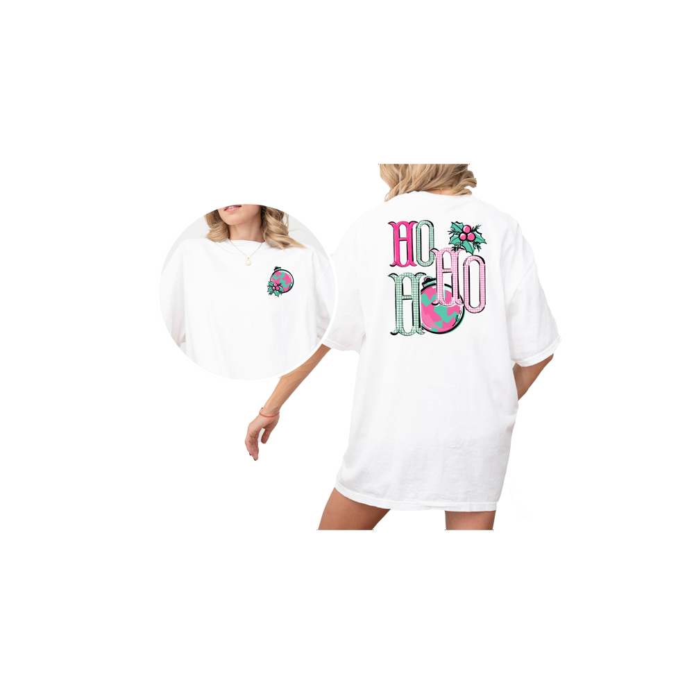 Ho Ho Ho Ornament T-Shirt, Merry Christmas T-Shirt, Holiday Tee, Christmas Ornament Tee, Christmas Holly Berry T-Shirt, Festive Shirt