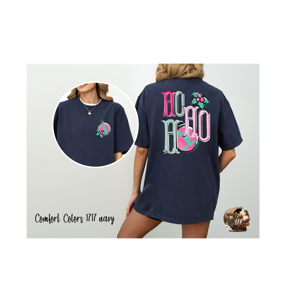 Ho Ho Ho Ornament T-Shirt, Merry Christmas T-Shirt, Holiday Tee, Christmas Ornament Tee, Christmas Holly Berry T-Shirt, Festive Shirt - Image 3