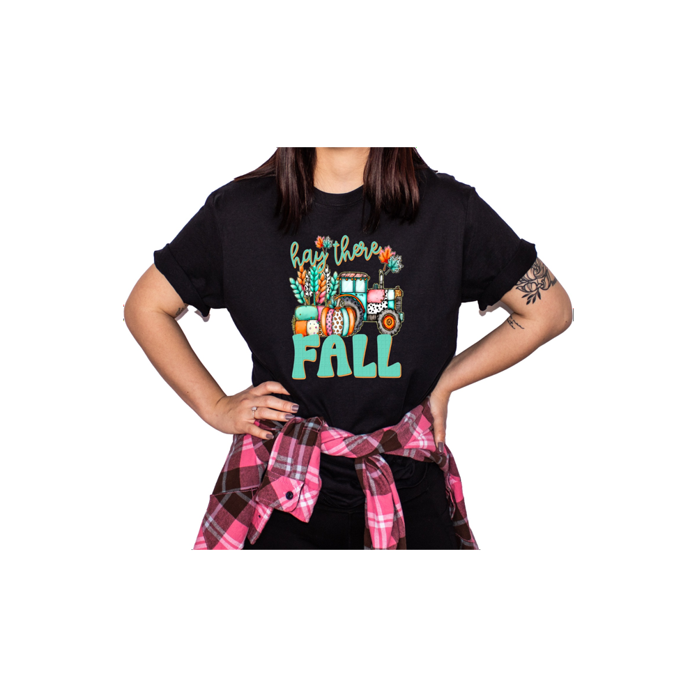 Hay There Fall T-Shirt, Autumn Tractor Tee, Cute Thanksgiving Shirt, Pumpkin Patch T Shirt, Harvest Season Tee, Farmhouse Fall - Image 4