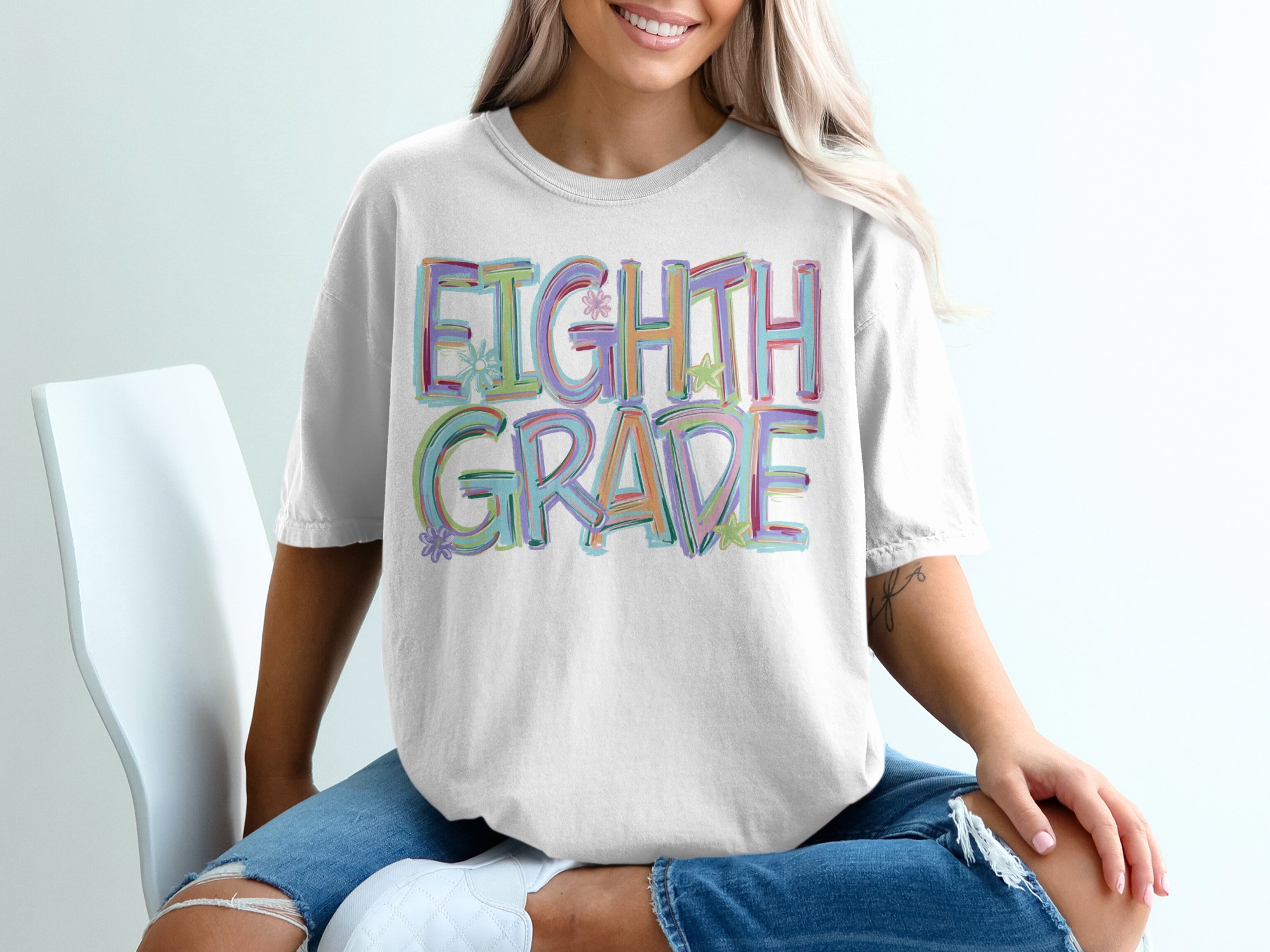 Eighth Grade T-Shirt, Colorful School Shirt, Middle School Teacher Tee, Back to School Gift, Student Shirt, Graduation TShirt