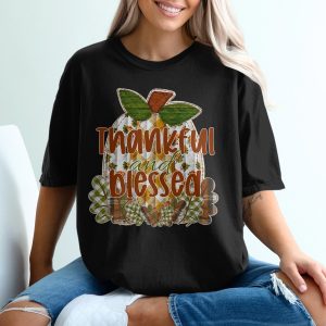 Thankful and Blessed T-Shirt, Pumpkin Shirt, Fall Shirt, Thanksgiving Shirt, Autumn Tee, Holiday Gift, Festive Apparel