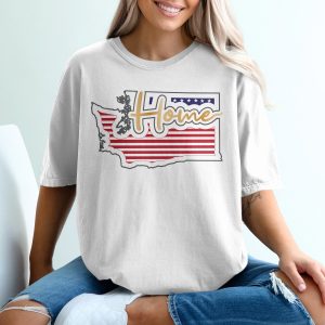 Washington Home T-Shirt, Patriotic State Pride Tee, USA Flag Souvenir Top, West Coast Gift Idea, Washington Resident Apparel