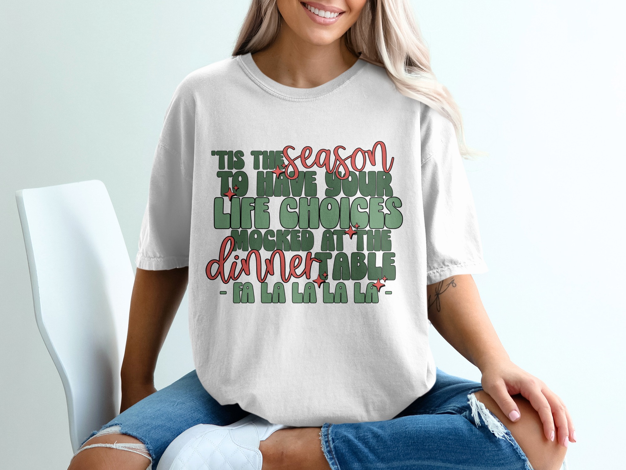 Tis the Season T-Shirt, Funny Holiday Shirt, Sarcastic Christmas Tee, Life Choices Mocked, Dinner Table Humor, Fa La La Shirt