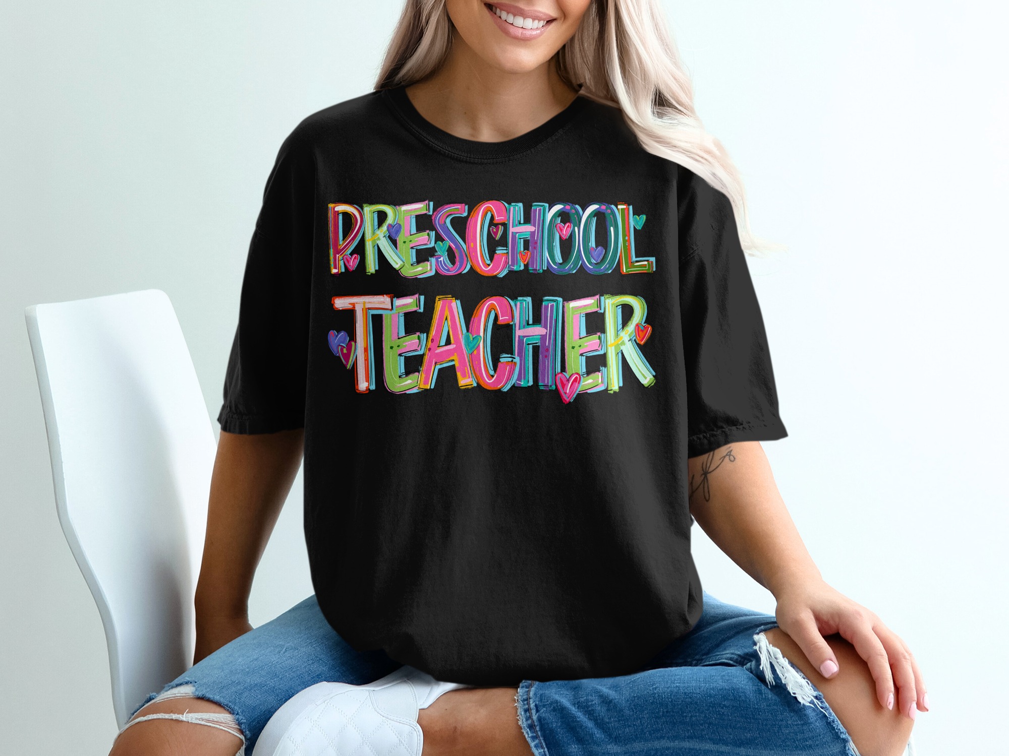 Preschool Teacher T-Shirt, Colorful Teacher Shirt, Teacher Appreciation Gift, Back To School T Shirt, End Of Year Teacher Gift, Teacher Tee - Image 2