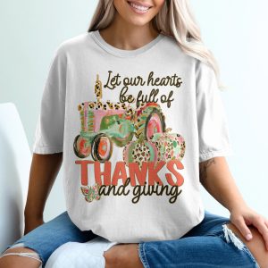 Thanks and Giving T-Shirt, Tractor Pumpkin Fall T-Shirt, Thanksgiving Shirt, Autumn T Shirt, Holiday Gift T-Shirt