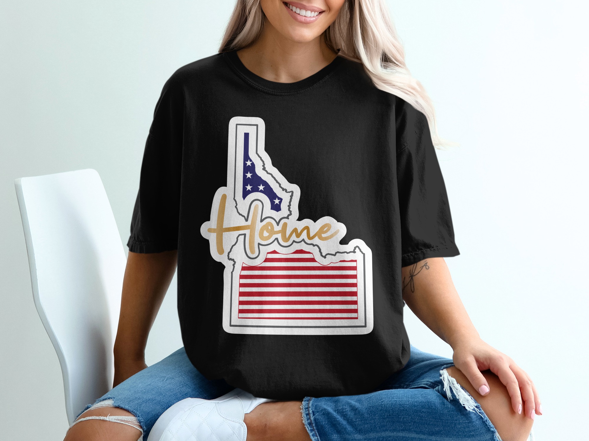 Idaho Home State T-Shirt, American Flag Pride, Patriotic Gift Idea, Idaho Souvenir, State Pride Tee - Image 2