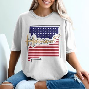 New Mexico Home T-Shirt, American Flag NM Tee, USA Stars and Stripes State Pride, Gift for New Mexican, Souvenir T-Shirt