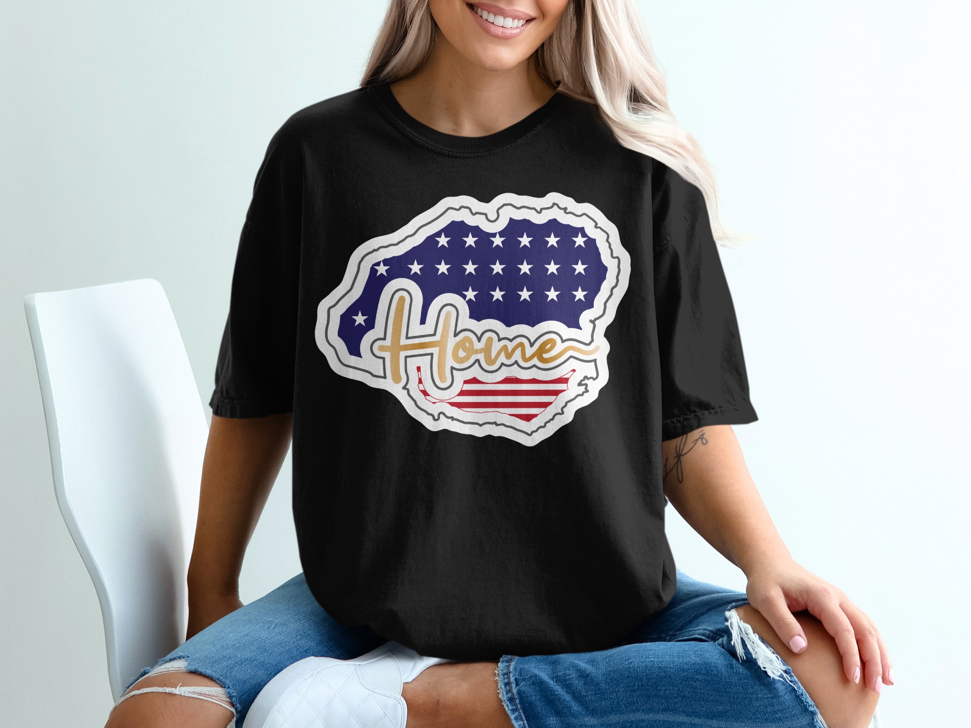 Home State USA T-Shirt, Patriotic American Gift, State Pride Apparel, Home Sweet Home, USA Flag T-Shirt, Stars and Stripes - Image 2