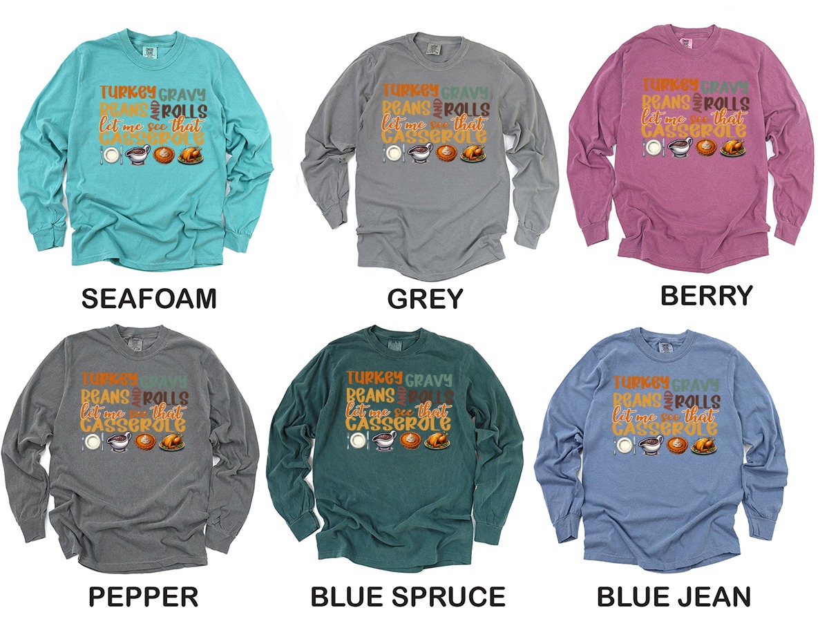Thanksgiving Long Sleeve T-Shirt, Funny Foodie Shirt, Turkey Gravy Tee, Casserole Lover Gift, Holiday Apparel, Festive Clothing - Image 3