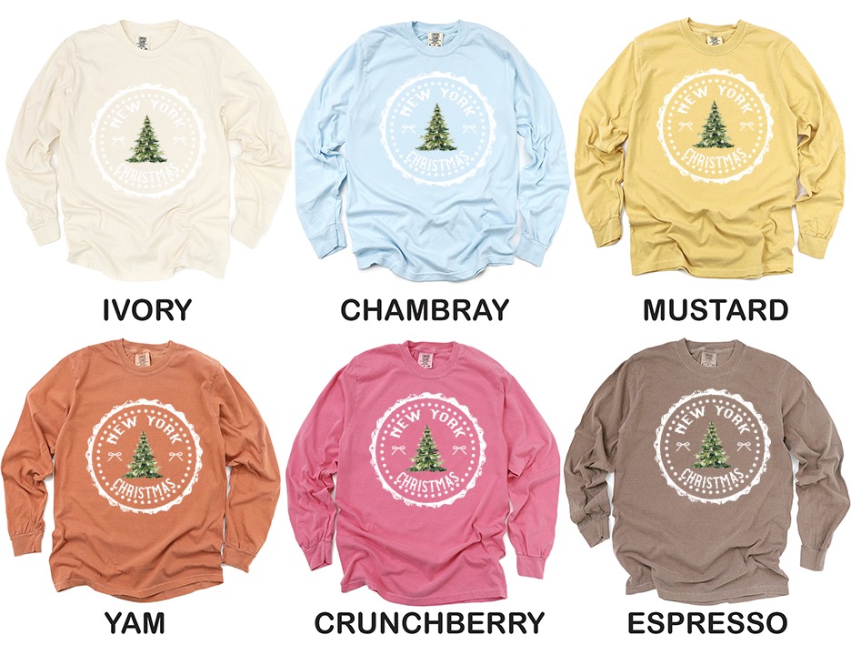New York Christmas Tree Long Sleeve T-Shirt, Holiday Tee, Xmas Gift, Winter Clothing, Festive Apparel, Seasonal Top - Image 3