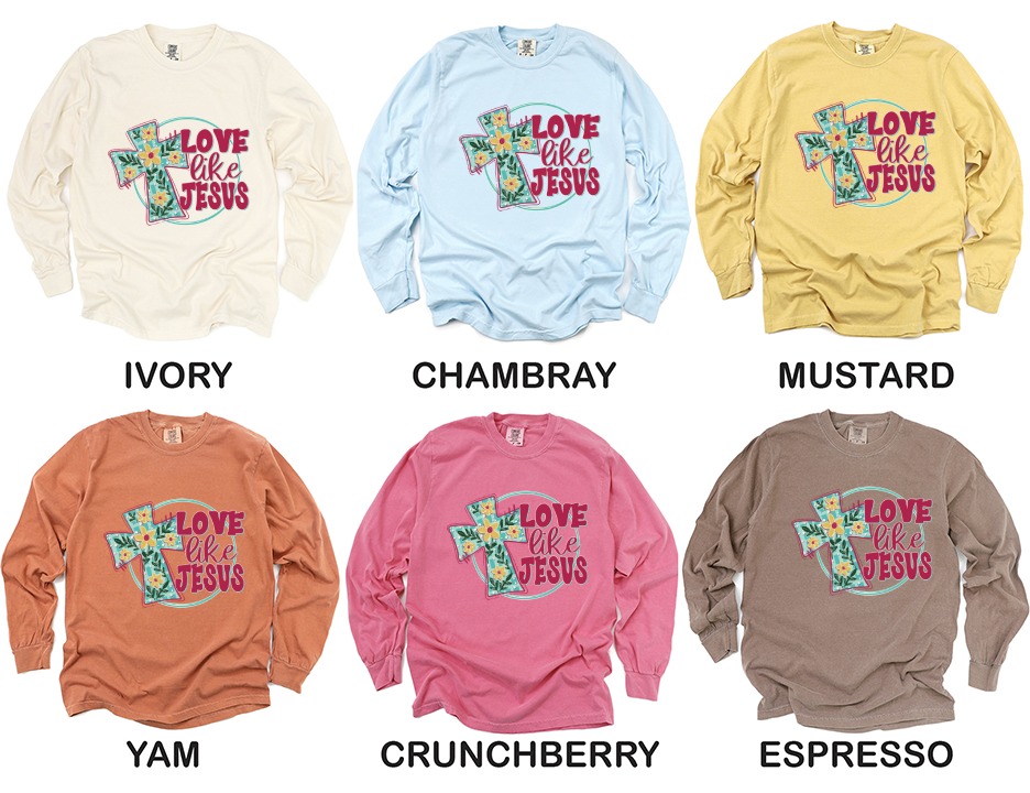 Love Like Jesus Long Sleeve T-Shirt, Christian Cross Shirt, Religious Tee, Floral Long Sleeve Top, Faith Inspired Apparel - Image 3