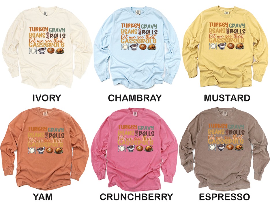 Thanksgiving Long Sleeve T-Shirt, Funny Foodie Shirt, Turkey Gravy Tee, Casserole Lover Gift, Holiday Apparel, Festive Clothing - Image 4
