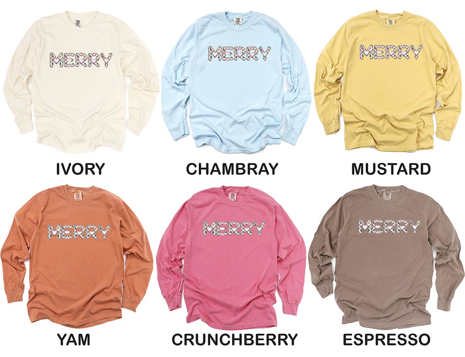 Merry Long Sleeve T-Shirt, Holiday Festive Shirt, Christmas Shirt, Winter Apparel, Party Outfit, Xmas Celebration, Gift Idea, Seasonal - Image 4