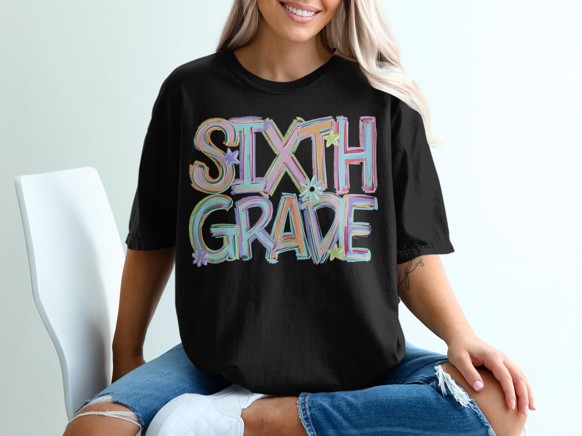 Sixth Grade T-Shirt, Colorful School Tee, Back to School Shirt, Sixth Grade Teacher Gift, Elementary School Shirt, Student Shirt - Image 2