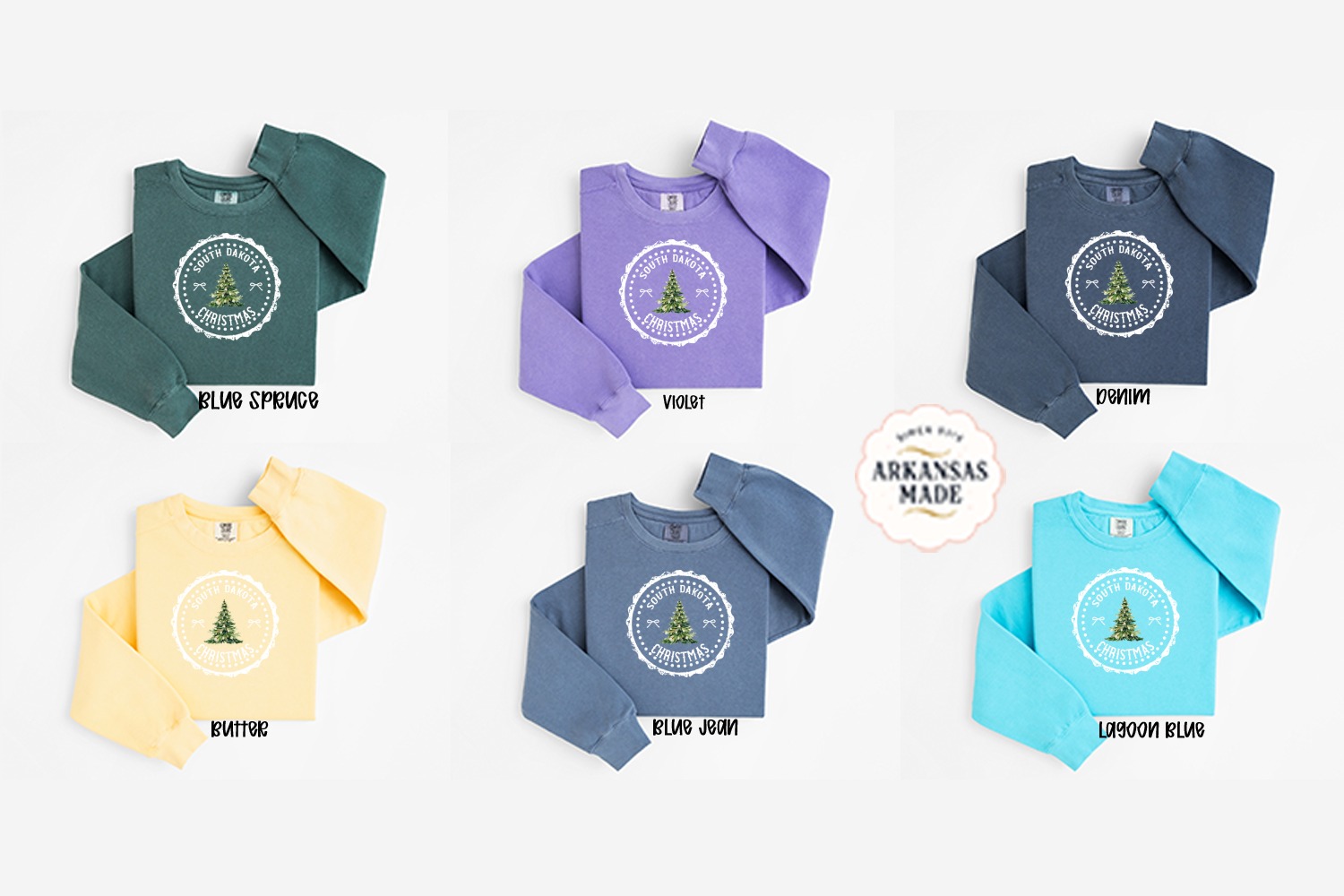 South Dakota Christmas Sweatshirt, Holiday State Pride Sweatshirt, Festive Winter Tree Sweatshirt, Gift for South Dakotans - Image 3