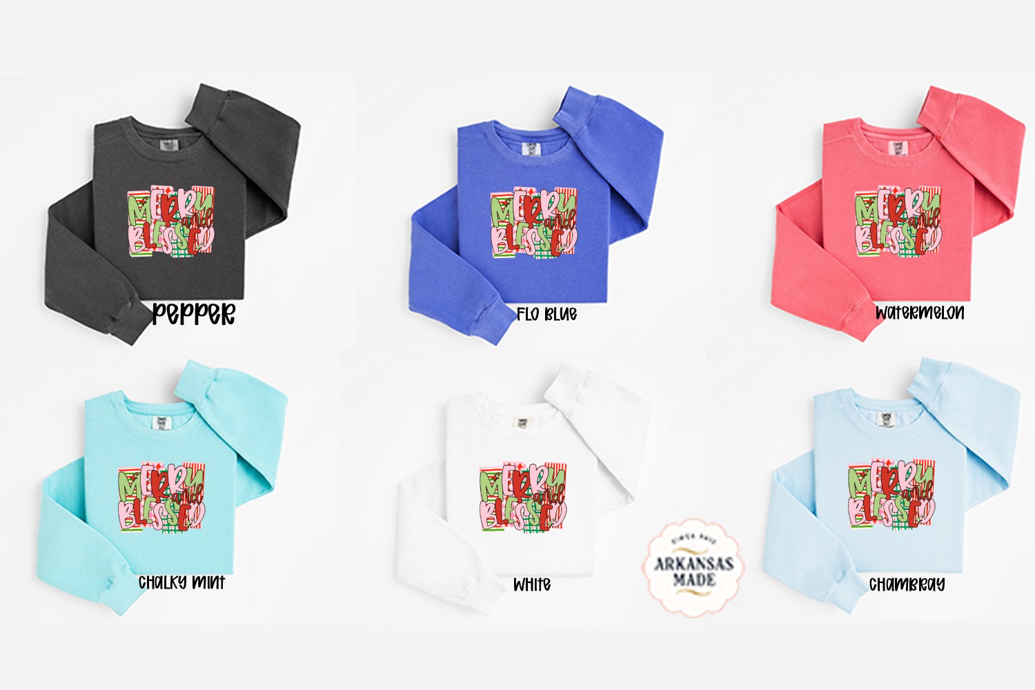 Merry and Blessed Sweatshirt, Christmas Sweatshirt, Holiday Sweatshirt, Trendy Holiday Shirt, Christmas Gift, Family Holiday - Image 4