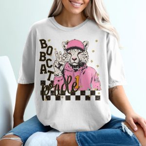Bobcat Pride Leopard Pink Hoodie Graphic Print T-Shirt