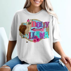Dolly Llama T-Shirt, Funny Animal Shirt, Cute Llama Tee, Humor T-Shirt, Gift Idea, Unique Design, Quirky Shirt, Novelty T-Shirt