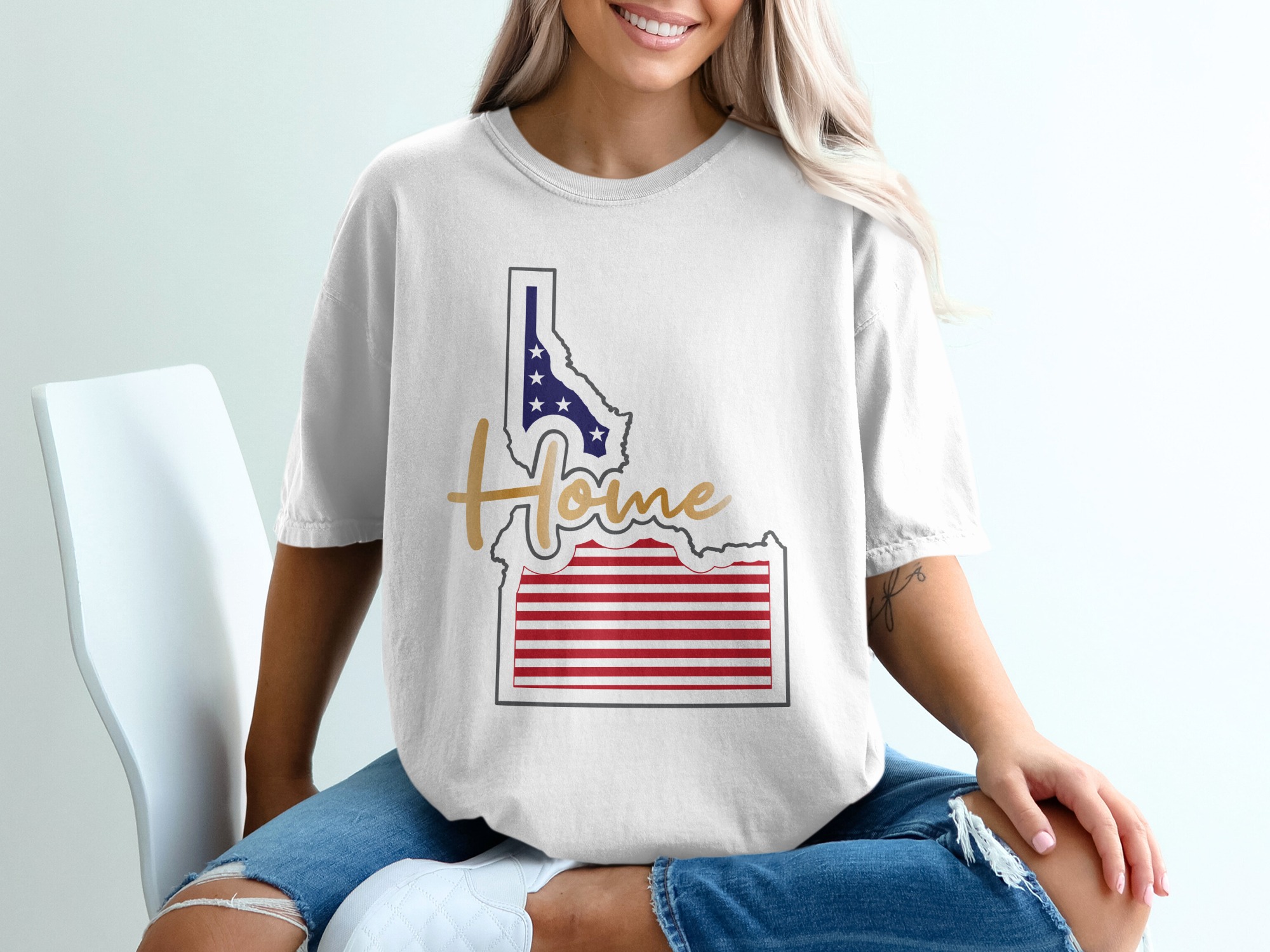 Idaho Home State T-Shirt, American Flag Pride, Patriotic Gift Idea, Idaho Souvenir, State Pride Tee