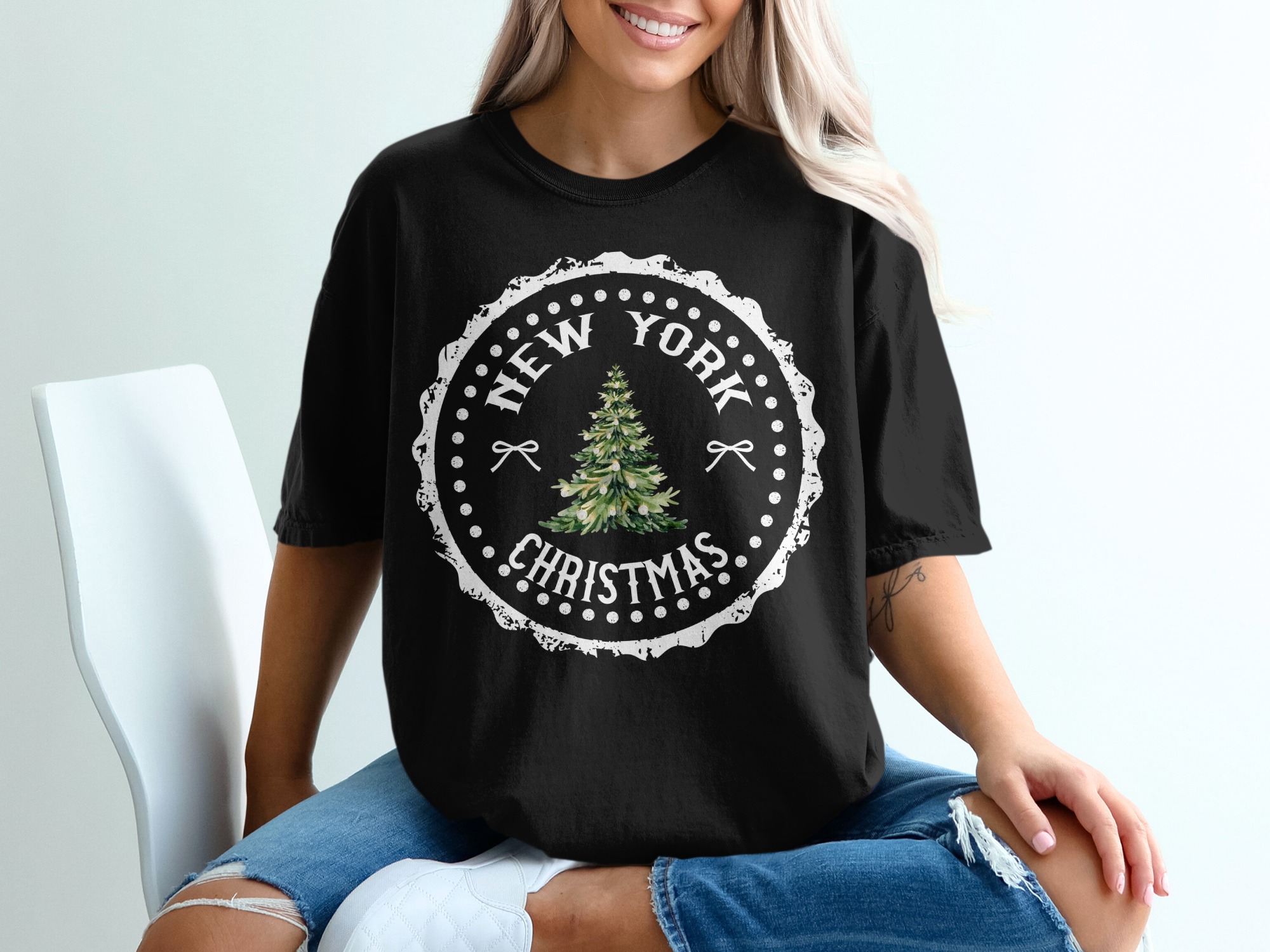 New York Christmas T Shirt, Holiday Gift, Festive Tee, Xmas Tree Top, NYC Lover Shirt, Holiday Season Shirt, Winter Apparel
