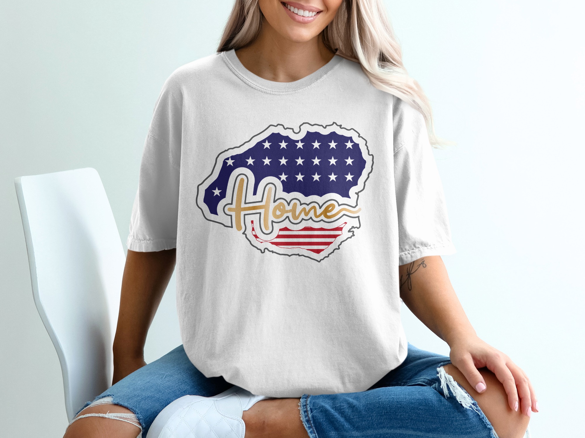 Home State USA T-Shirt, Patriotic American Gift, State Pride Apparel, Home Sweet Home, USA Flag T-Shirt, Stars and Stripes