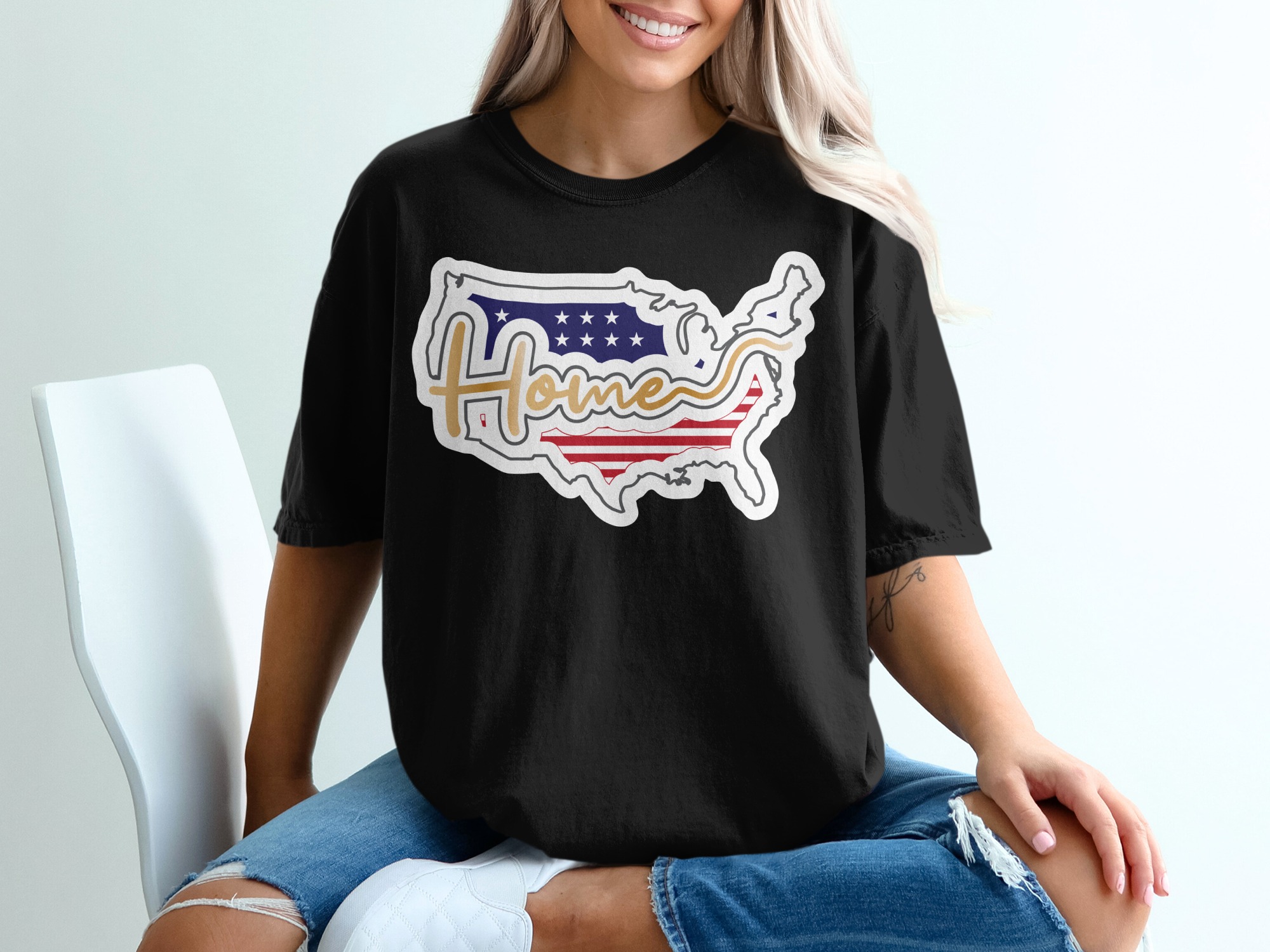 Home USA Map T-Shirt, Patriotic American Shirt, United States Pride Tee, Homeland Gift Idea, USA Flag T Shirt, American Pride Apparel - Image 2