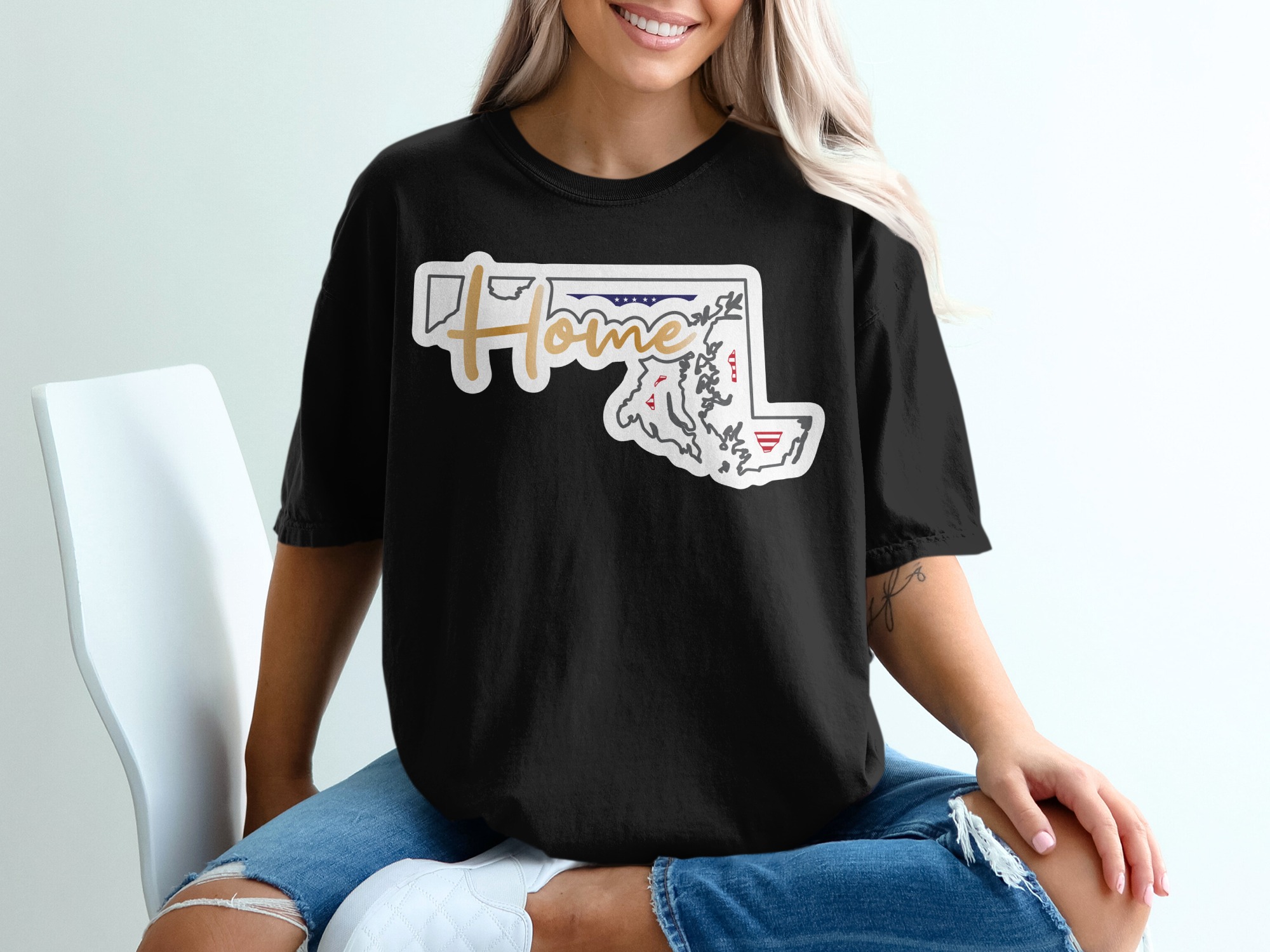 Maryland Home T-Shirt, MD State Pride Tee, Hometown Apparel, USA Map Shirt, Maryland Souvenir, American Pride Clothing, Maryland Gift Idea - Image 2