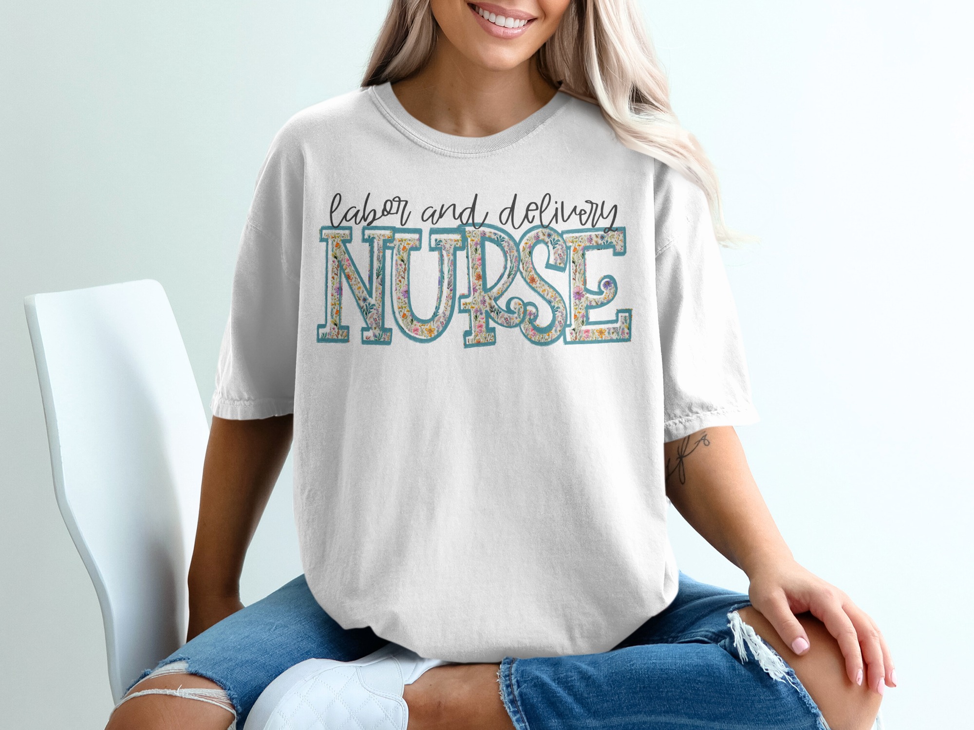 Labor and Delivery Nurse T-Shirt, Floral Nurse Tee, Nurse Appreciation Gift, Future Nurse Shirt, Medical Staff, New Nurse Present