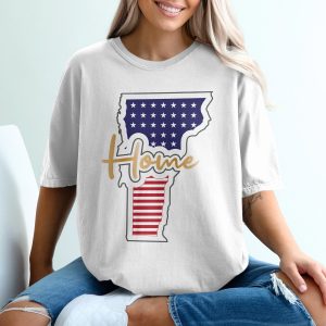 Home State T-Shirt, Vermont Pride Shirt, American Flag VT Souvenir, Gift for Vermonter, State Love Tee, Patriotic Home T-Shirt