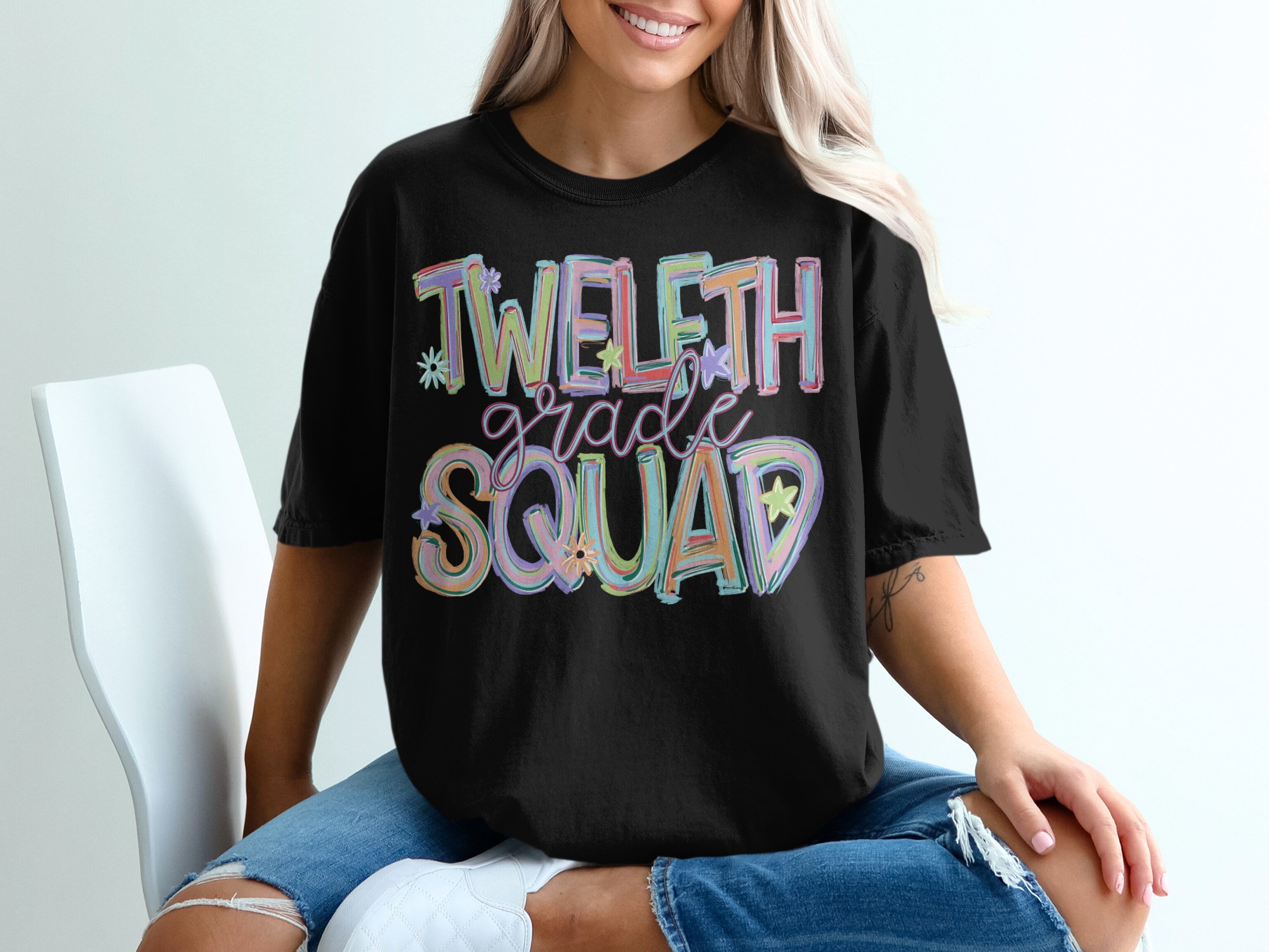 Twelfth Grade Squad T-Shirt, Senior Year Tee, Class of 2025 Shirt, Colorful School Shirt, Graduation Gift, High School Student Tee - Image 2