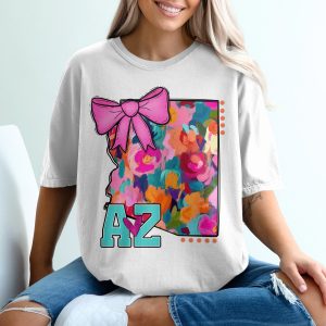 Arizona Flower T-Shirt, State Pride Shirt, Floral AZ T-Shirt, Gift for Arizona Lover, Floral State Tee, Arizona State T-Shirt