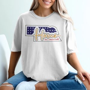 Nebraska Home T-Shirt, State Pride Tee, Patriotic Design, Nebraska Lover Gift, USA Flag Shirt, Midwest Home State, Nebraska Souvenir