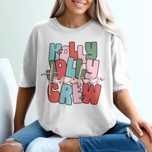 Holly Jolly Teacher Crew T-Shirt, Holiday Tee, Christmas Gift, Teacher Appreciation Shirt, Trendy Graphic Tee, Retro Christmas T-Shirt