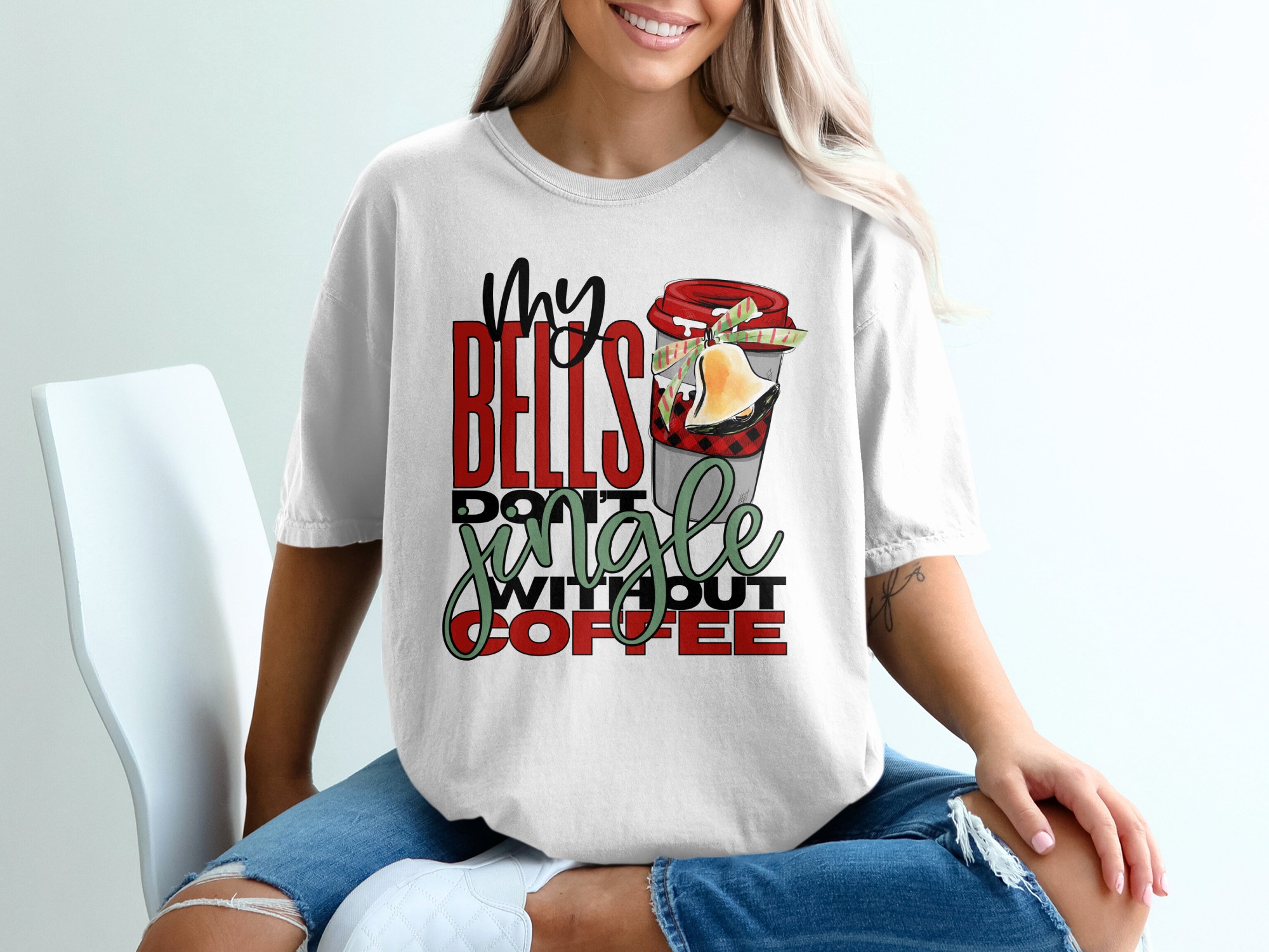 Coffee Christmas T-Shirt, Funny Holiday T-Shirt, My Bells Jingle, Coffee Lover Tee, Winter T-Shirt, Festive Graphic Tee, Seasonal Shirt