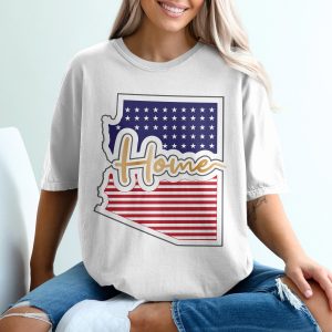 Arizona Home T-Shirt, USA Flag T Shirt, State Pride Shirt, American T Shirt, Patriotic T Shirt, Gift Idea, State Map T-Shirt