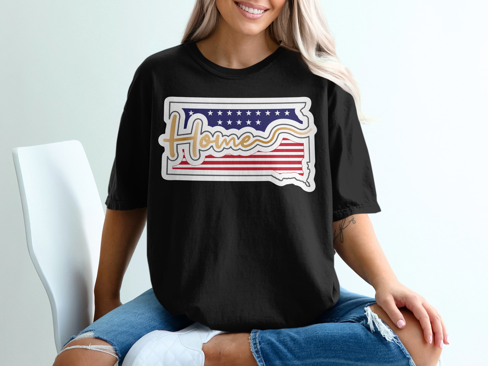 South Dakota Home T-Shirt, Patriotic Shirt, State Pride, American Flag Shirt, Souvenir Shirt, Gift Idea T-Shirt - Image 2