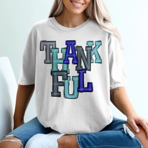 Thankful Blocks Stylish Graphic Print Apparel T-Shirt