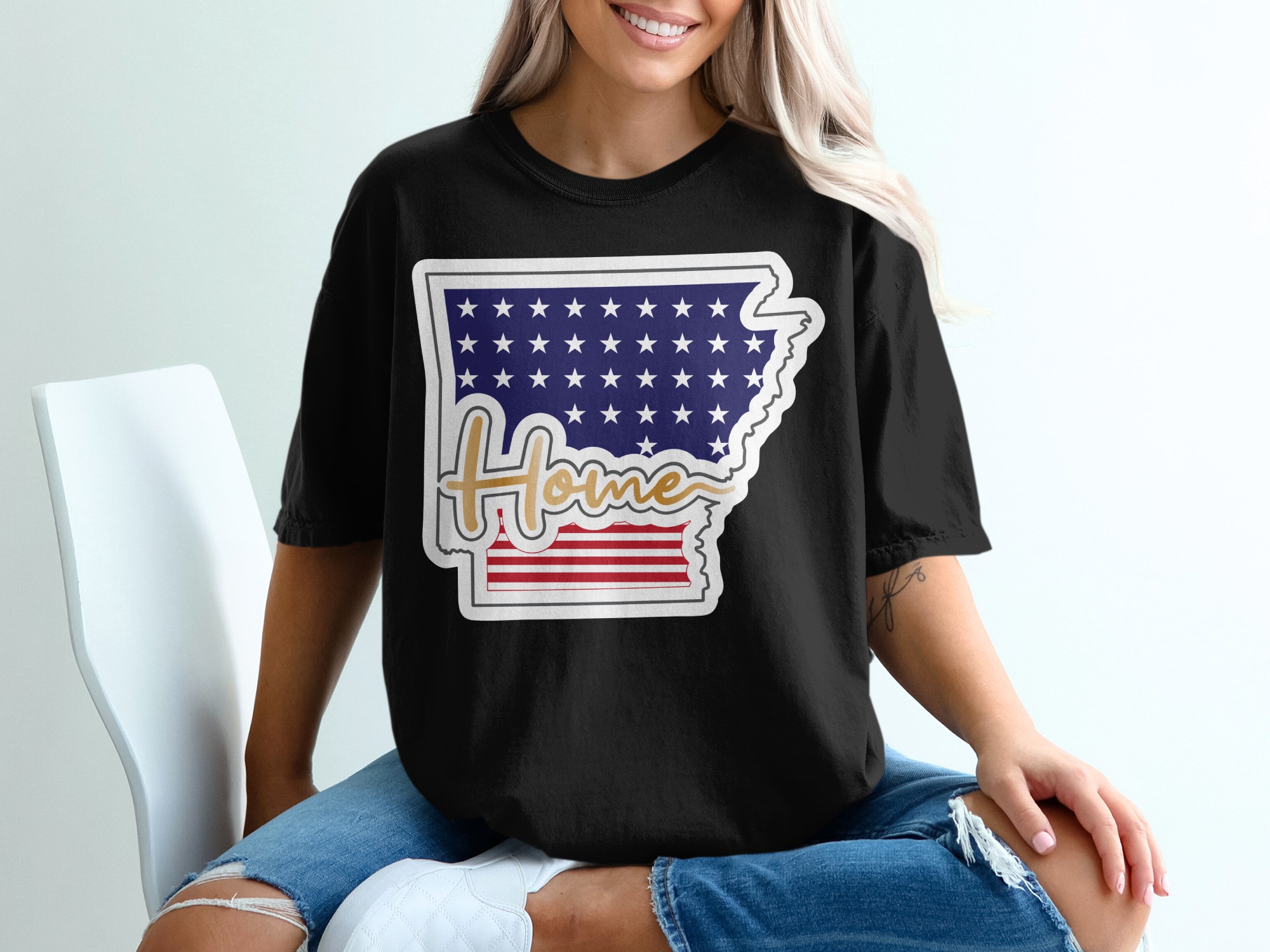 Arkansas Home T-Shirt, USA Pride Tee, Patriotic American State, State Map T-Shirt, Gift Idea, Arkansas Souvenir T Shirt - Image 2