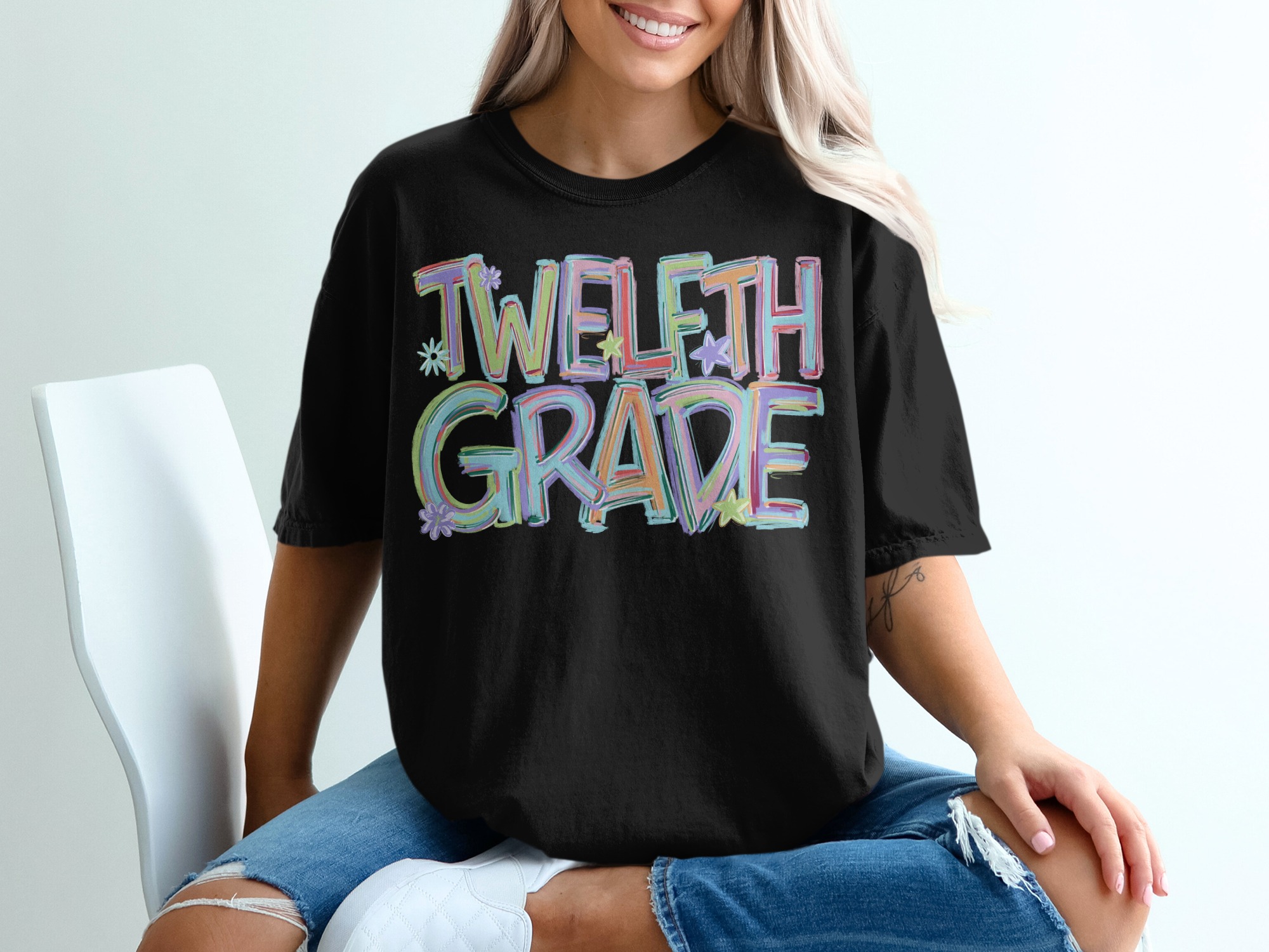 Twelfth Grade T-Shirt, Colorful Graduation Tee, Senior Year Shirt, High School Graduate Gift, Class of 2024, Graphic T Shirt - Image 2