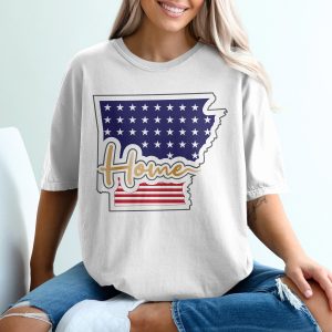 Arkansas Home T-Shirt, USA Pride Tee, Patriotic American State, State Map T-Shirt, Gift Idea, Arkansas Souvenir T Shirt