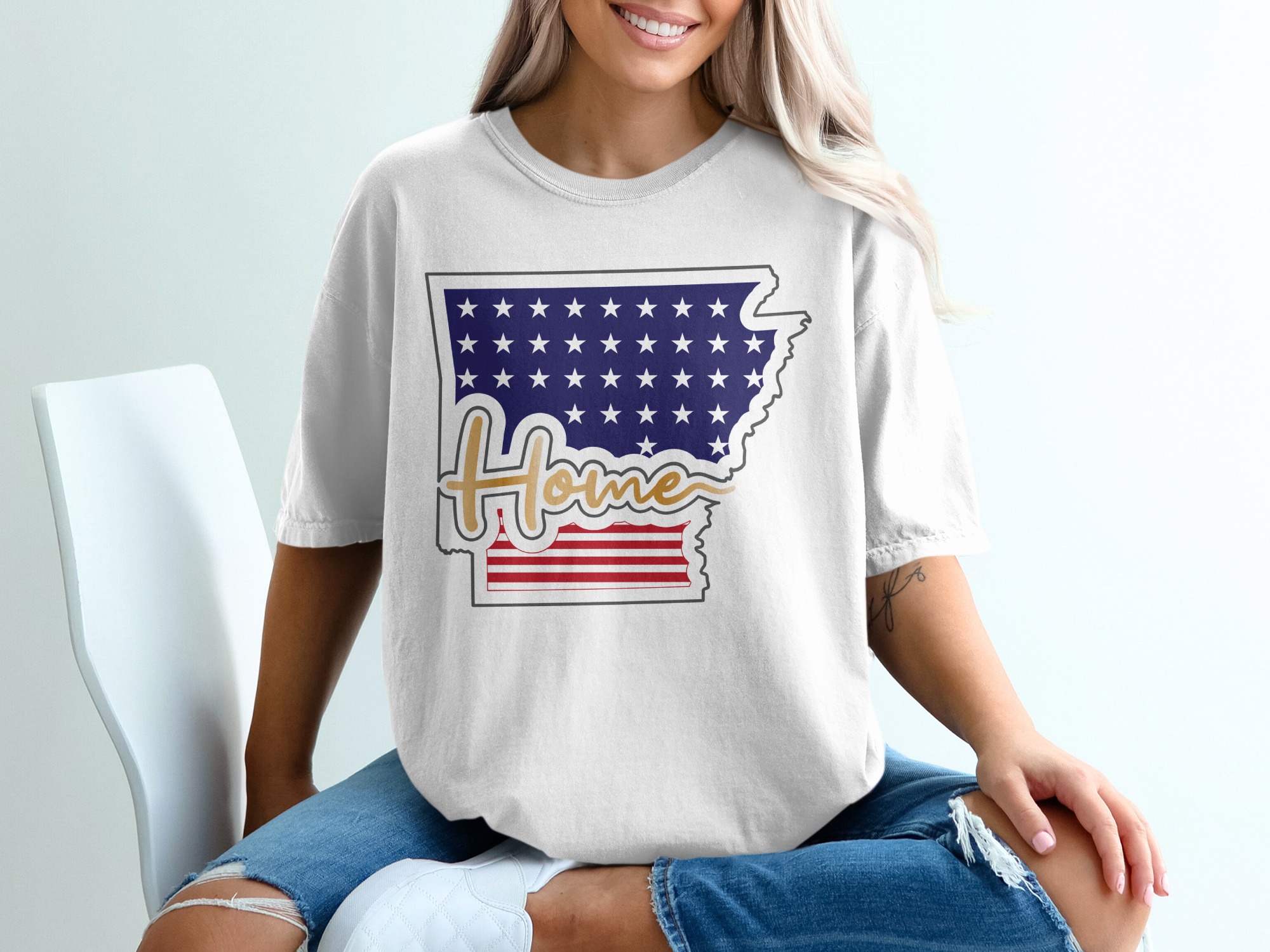 Arkansas Home T-Shirt, USA Pride Tee, Patriotic American State, State Map T-Shirt, Gift Idea, Arkansas Souvenir T Shirt