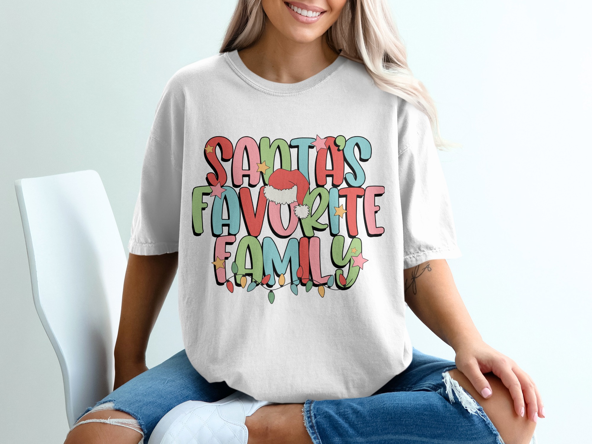 Santas Favorite Family T-Shirt, Christmas Family Tee, Holiday T Shirt, Santa Hat Shirt, Family Matching Shirts, Christmas Gift Idea
