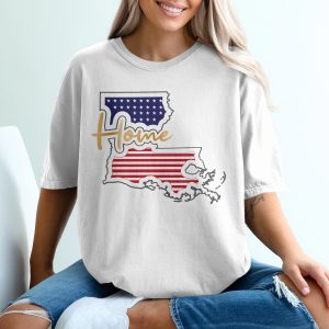 Louisiana Home T Shirt, USA Flag State Pride Tee, American Patriotic Shirt, Louisiana Souvenir Shirt, Southern State Gift