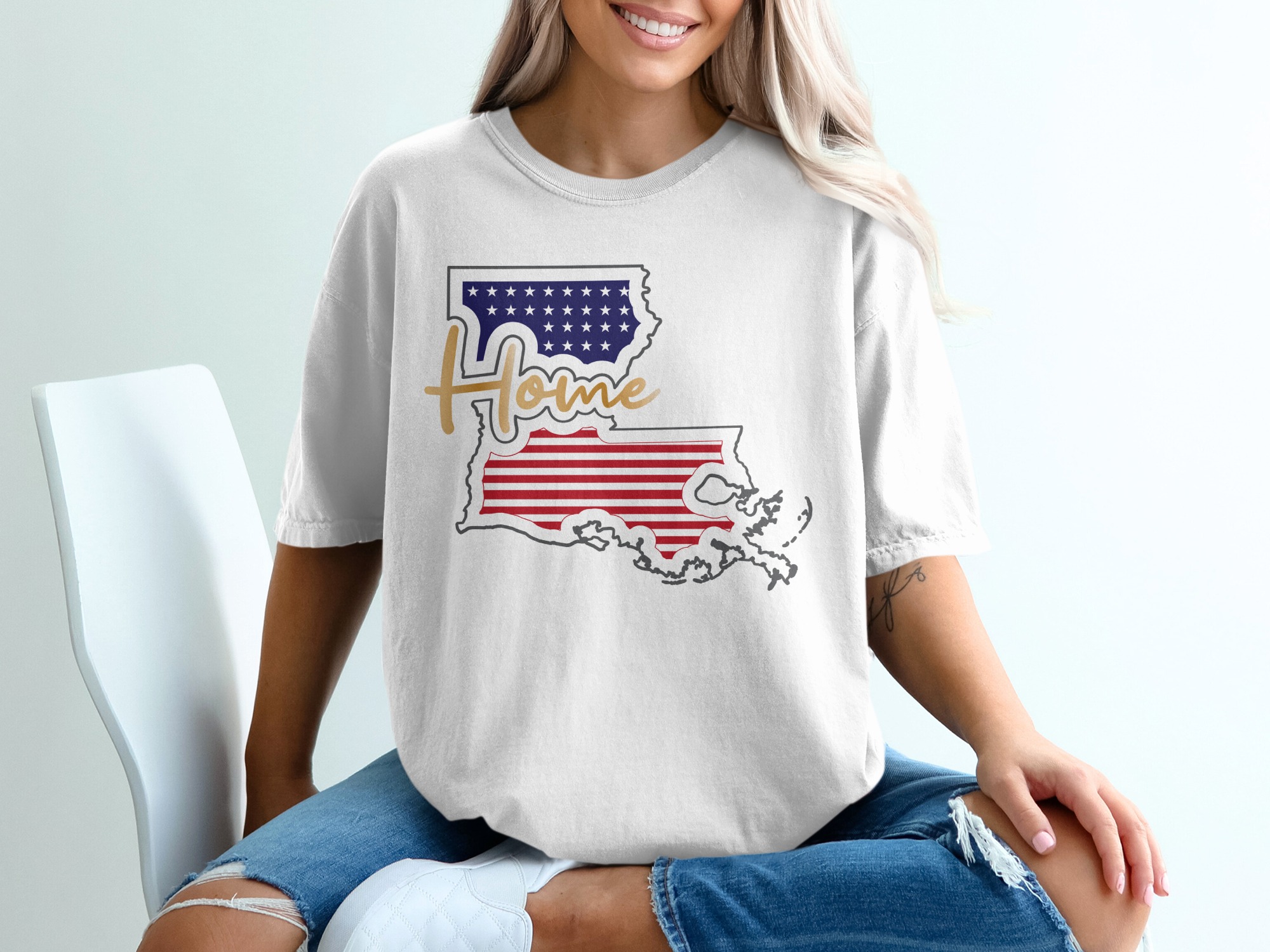 Louisiana Home T Shirt, USA Flag State Pride Tee, American Patriotic Shirt, Louisiana Souvenir Shirt, Southern State Gift