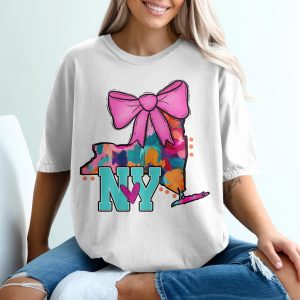 New York Bow T Shirt, ny State Tee, Colorful usa Map, State Pride Gift, Souvenir Tee, ny Lover Shirt, Travel ny T-Shirt