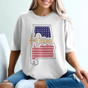 Alabama Home T Shirt, Patriotic State Pride Tee, USA Flag Design, Southern Comfort, Alabama Souvenir Gift, State Love T-Shirt
