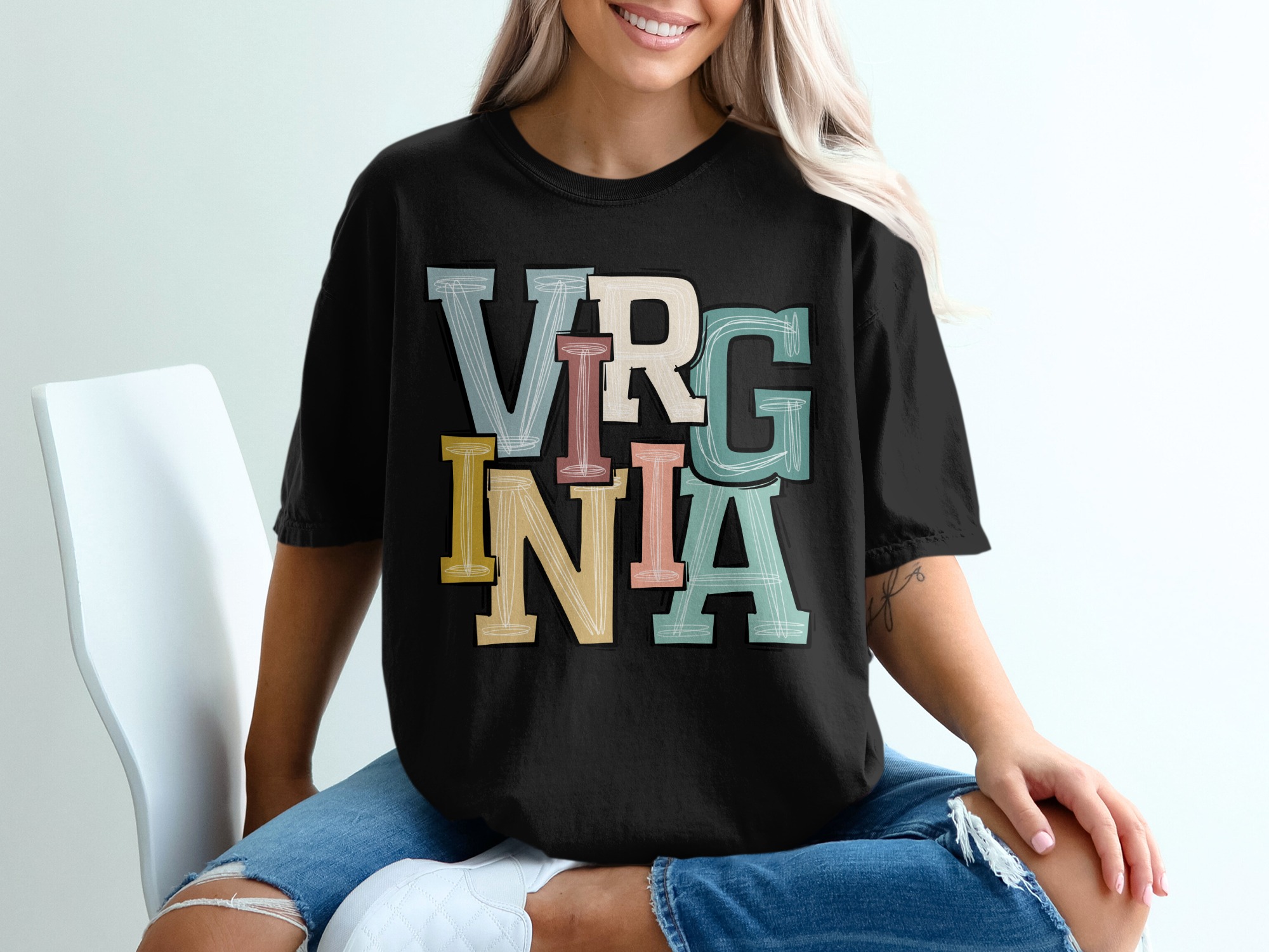 Virginia Graphic Novelty Print Women's Relaxed Fit T-Shirt - Image 2