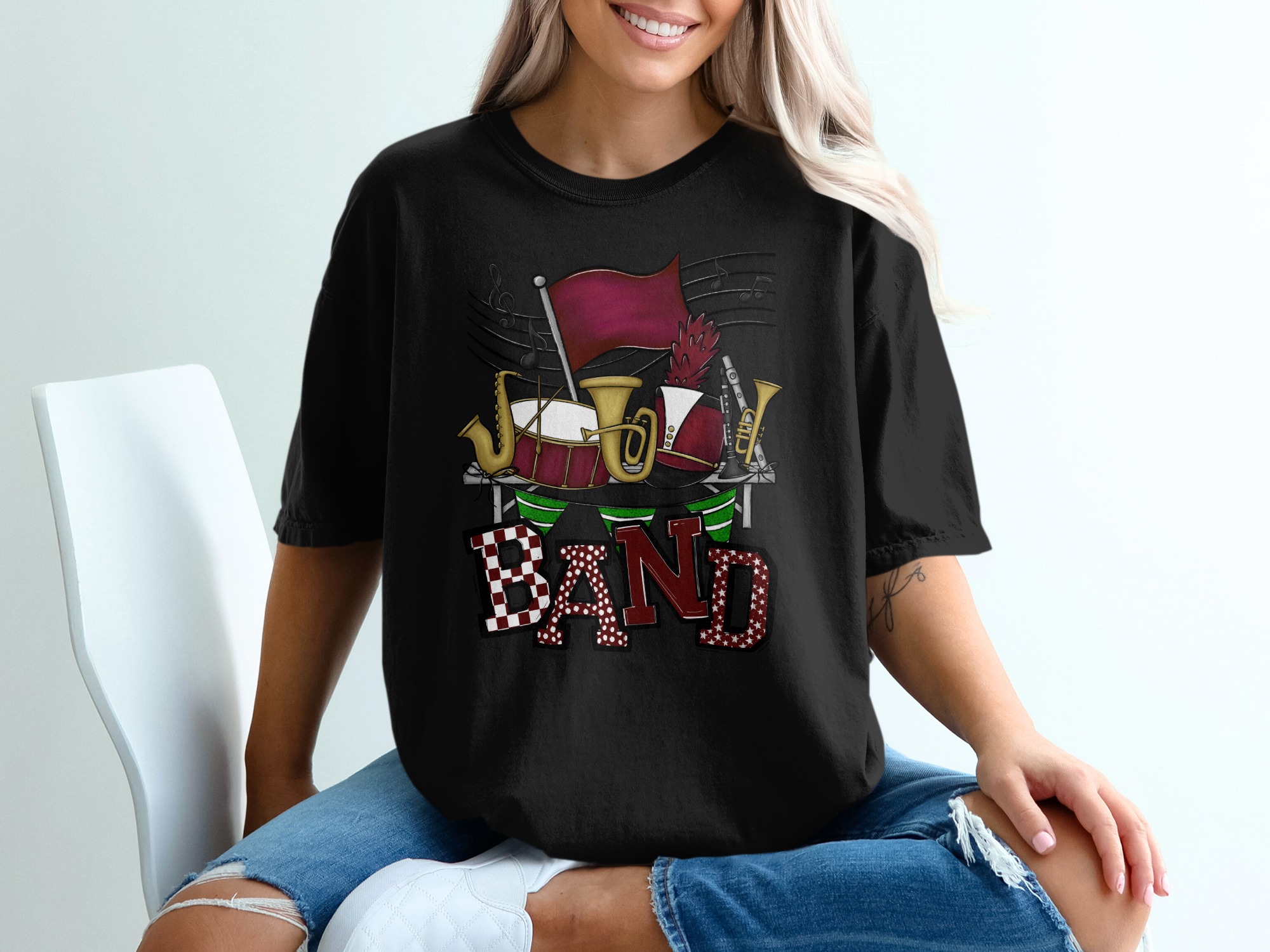 Marching Band T-Shirt, Musical Instruments, School Band Tee, Music Notes, Band Student Gift, Concert T Shirt, Band Graphic Shirt - Image 2